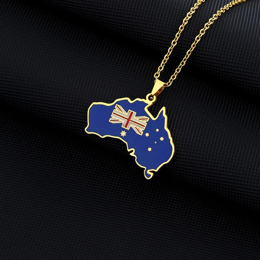 Australia Map & Flag Pendant