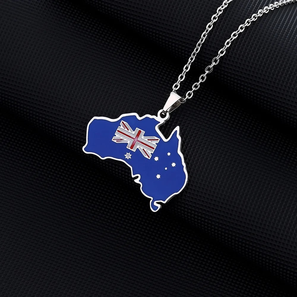 Australia Map & Flag Pendant