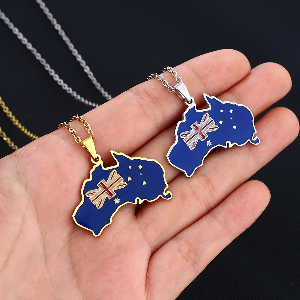 Australia Map & Flag Pendant