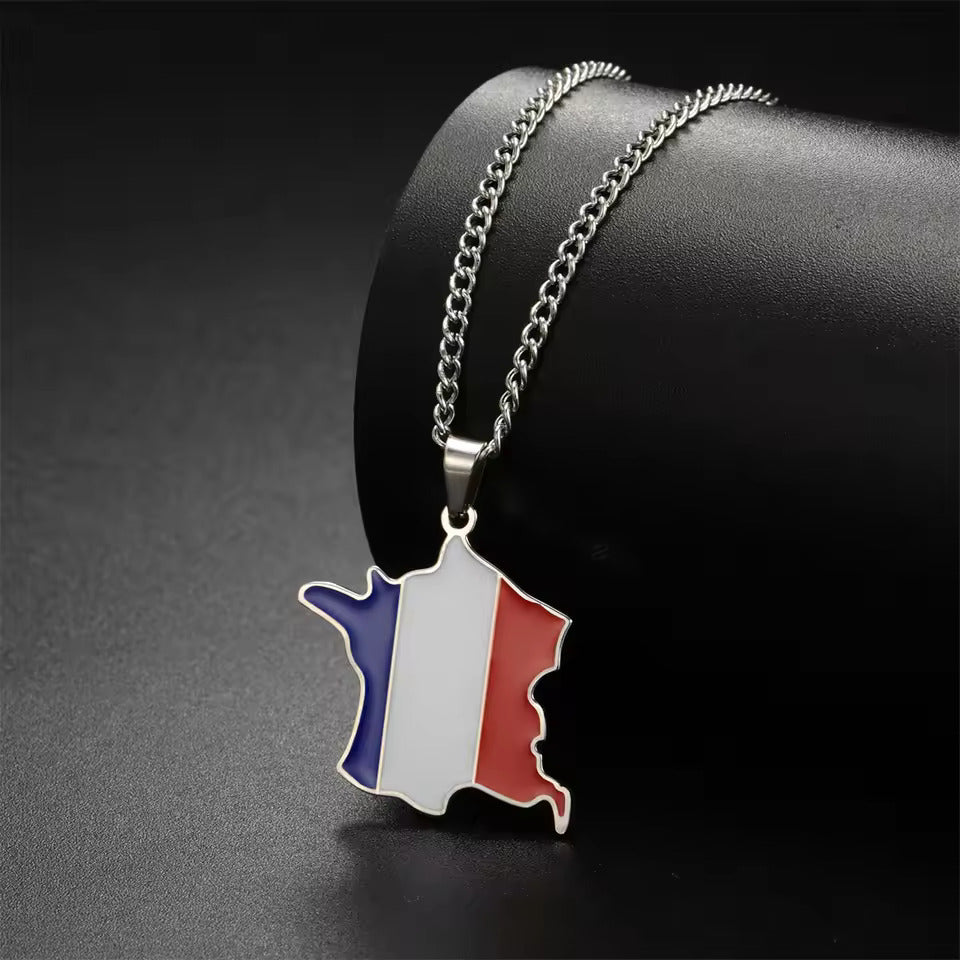 France Map & Flag Pendant