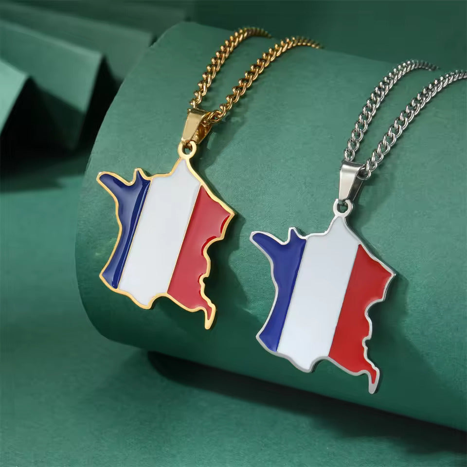 France Map & Flag Pendant