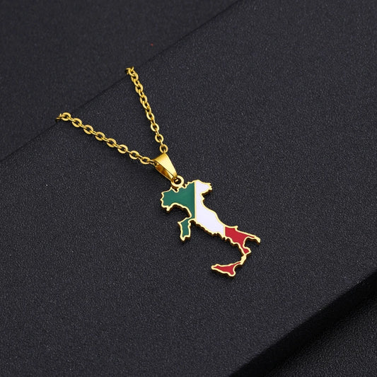 Italy Map & Flag Pendant