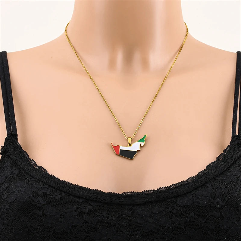 UAE Map & Flag Pendant