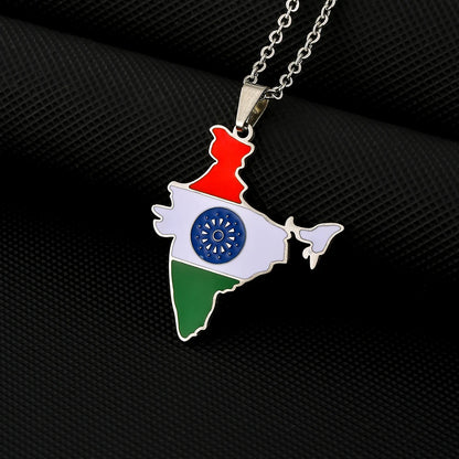 India Map & Flag Pendant