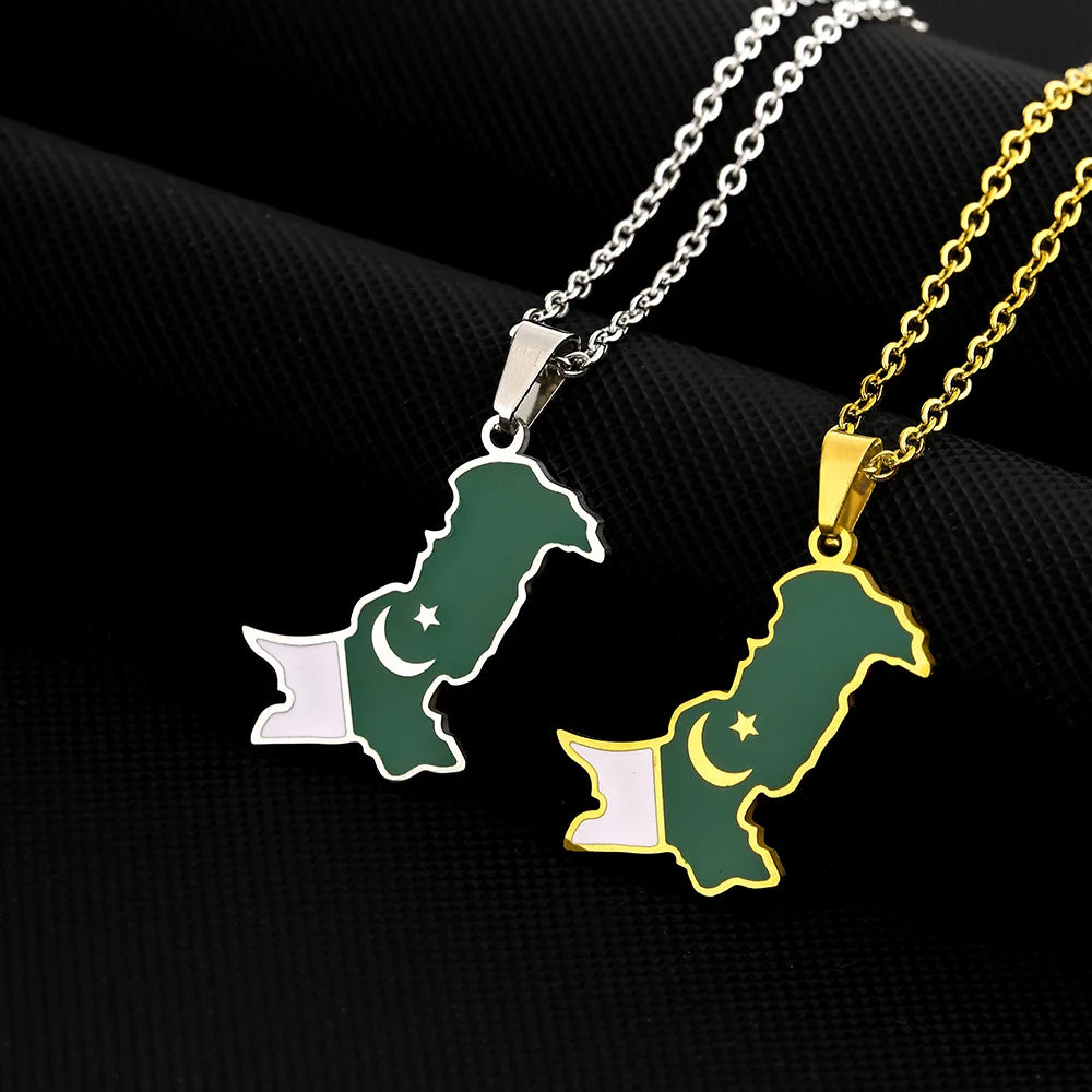 Pakistan Map & Flag Pendant