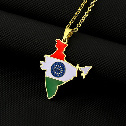 India Map & Flag Pendant