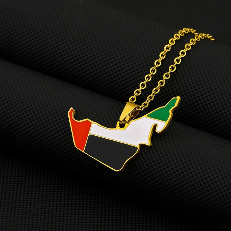 UAE Map & Flag Pendant