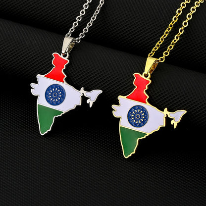 India Map & Flag Pendant