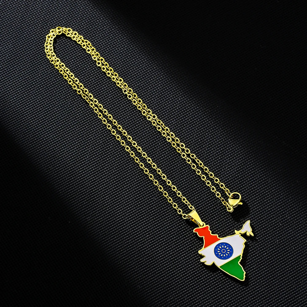 India Map & Flag Pendant