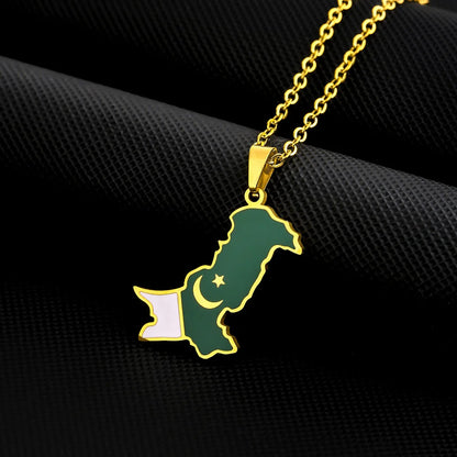 Pakistan Map & Flag Pendant