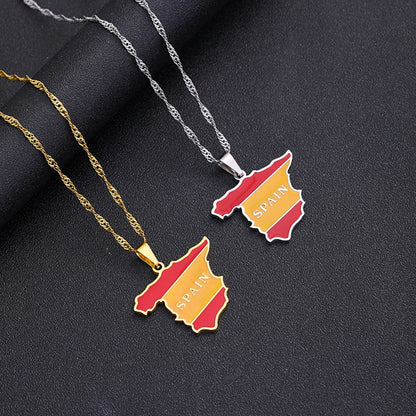 Spain Map & Flag Pendant