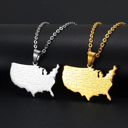 USA Map & States Pendant